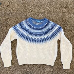 Draper James Blue & Cream Fair Isle Crewneck Sweater